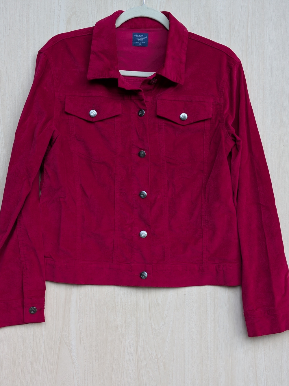 Jockey Raspberry Pink Stretch Cotton Trucker Jacket M